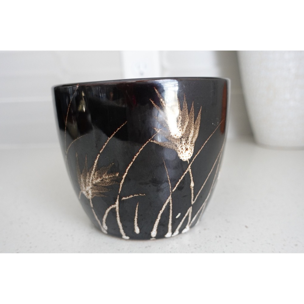 Beautiful High Gloss Black Pottery Flower pot planter‎